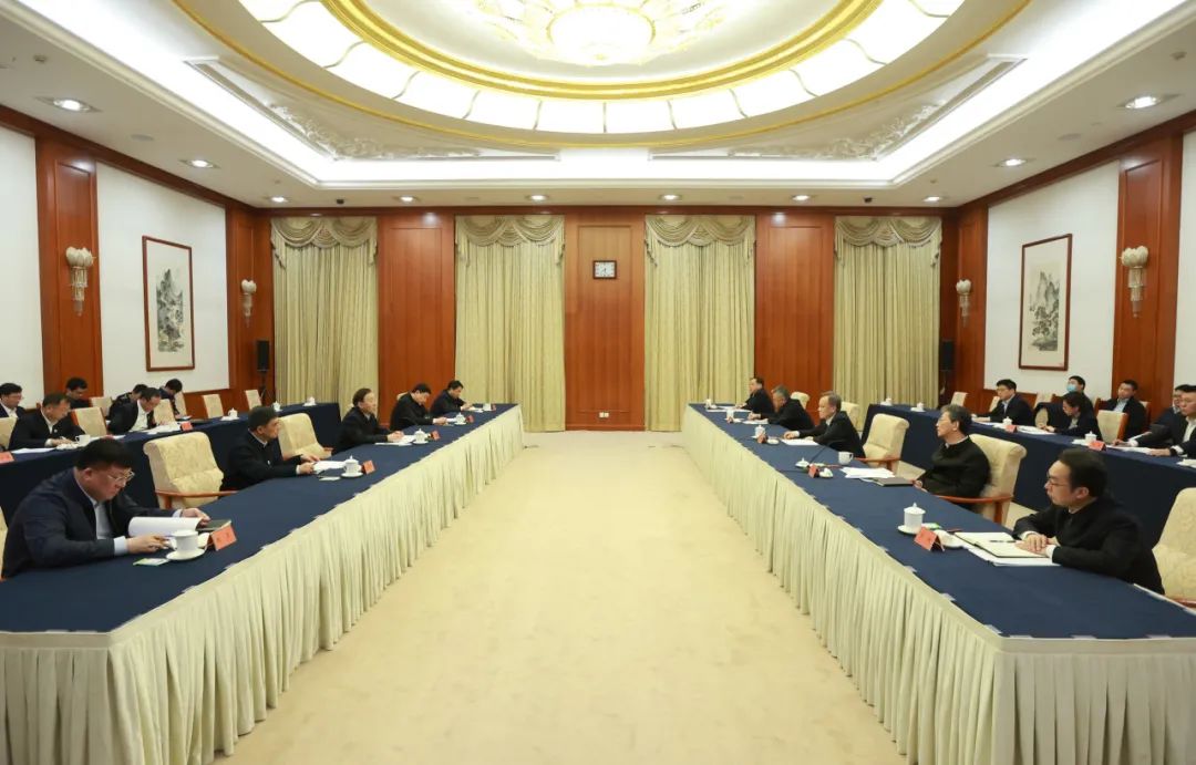 國家電網公司董事長辛保安、總經理張智剛與天津市委書記陳敏爾、市長張工會談